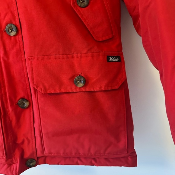 Woolrich Arctic Red Hooded Parka with Coyote Fur Trim | Size XS - Picture 3 of 12